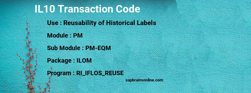 SAP IL10 transaction code