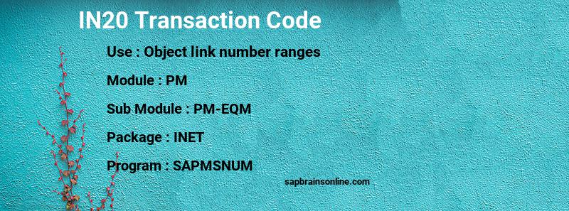 SAP IN20 transaction code