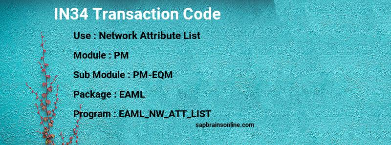 SAP IN34 transaction code