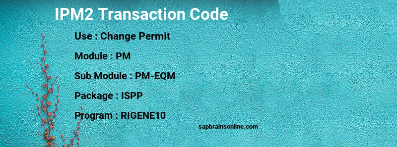 SAP IPM2 transaction code