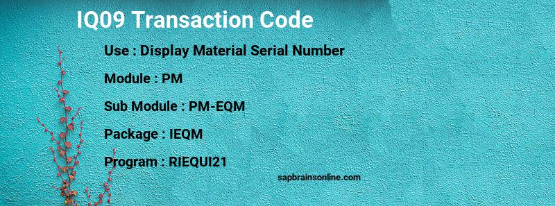 SAP IQ09 transaction code