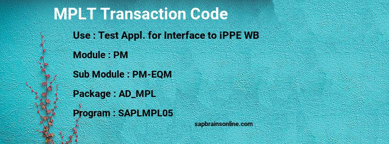 SAP MPLT transaction code