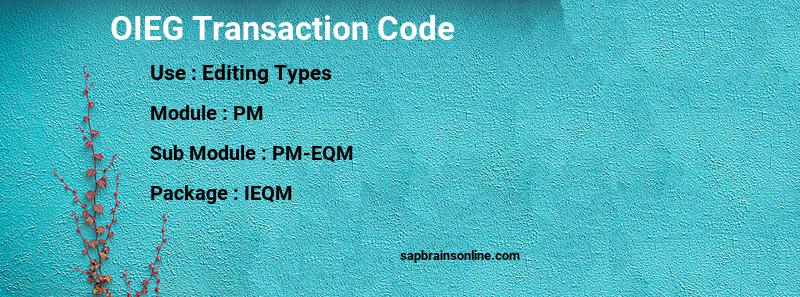 SAP OIEG transaction code