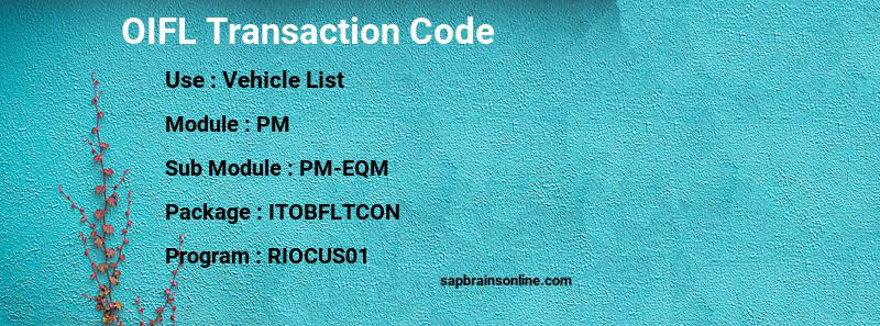 SAP OIFL transaction code