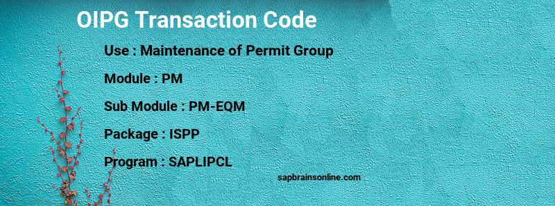 SAP OIPG transaction code