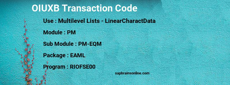 SAP OIUXB transaction code