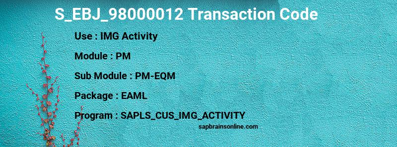SAP S_EBJ_98000012 transaction code