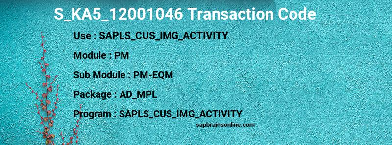 SAP S_KA5_12001046 transaction code