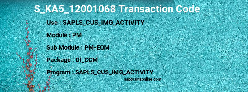 SAP S_KA5_12001068 transaction code