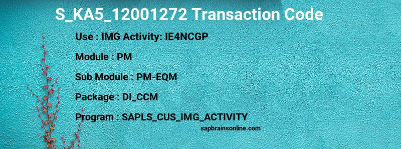 SAP S_KA5_12001272 transaction code