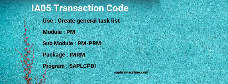 SAP IA05 transaction code