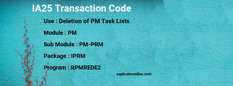 SAP IA25 transaction code