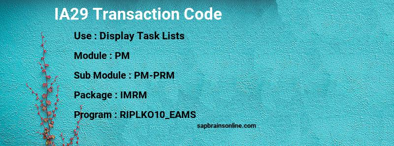 SAP IA29 transaction code