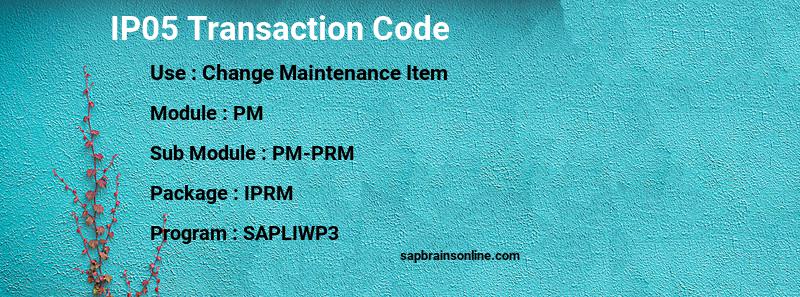 SAP IP05 transaction code