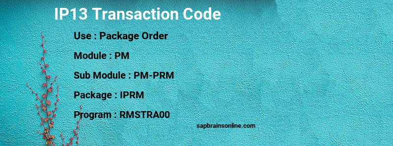 SAP IP13 transaction code