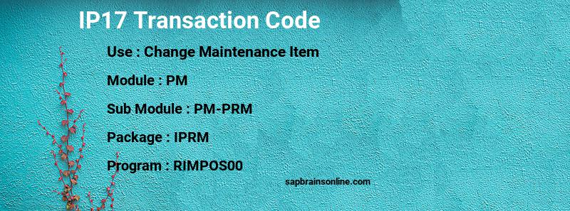 SAP IP17 transaction code