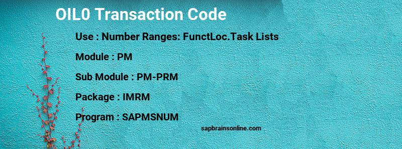 SAP OIL0 transaction code