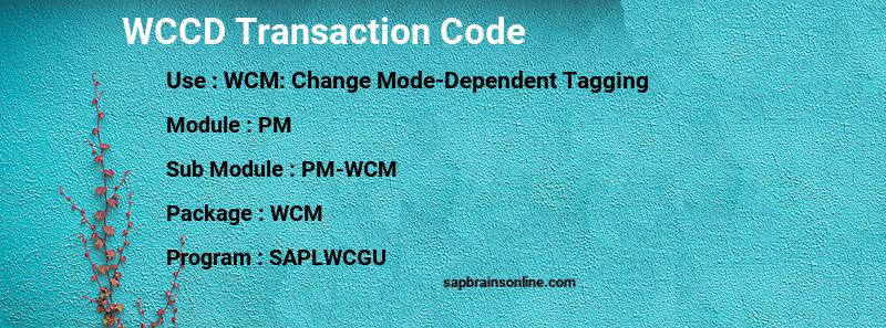 SAP WCCD transaction code