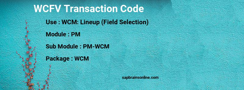 SAP WCFV transaction code