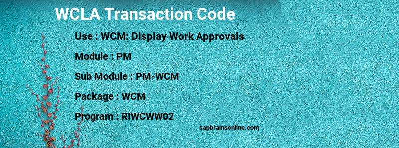 SAP WCLA transaction code