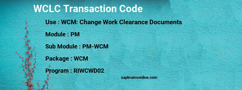 SAP WCLC transaction code