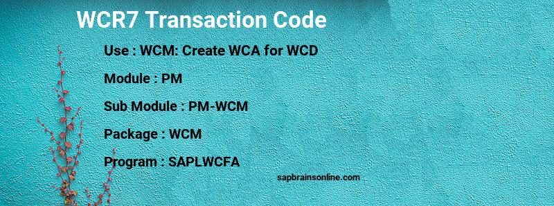 SAP WCR7 transaction code