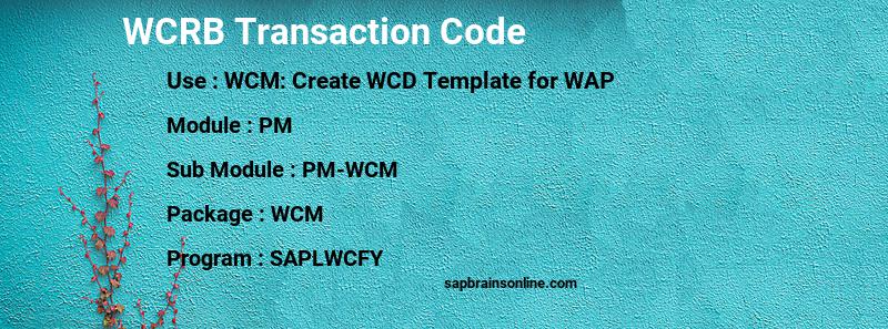 SAP WCRB transaction code