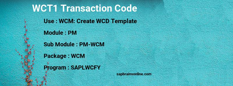 SAP WCT1 transaction code