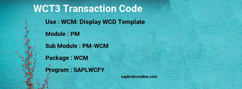 SAP WCT3 transaction code