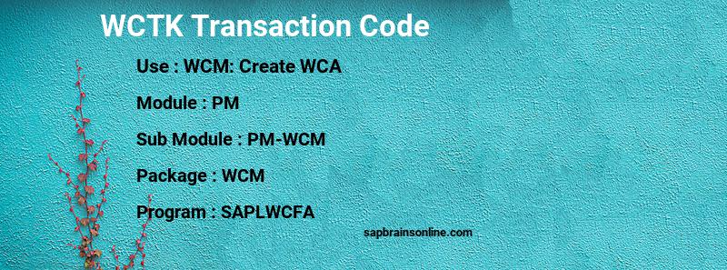SAP WCTK transaction code