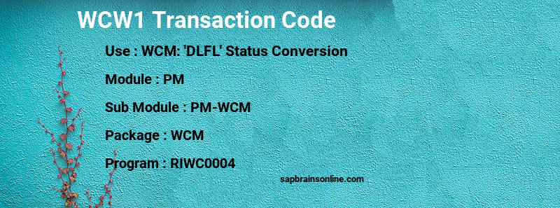 SAP WCW1 transaction code