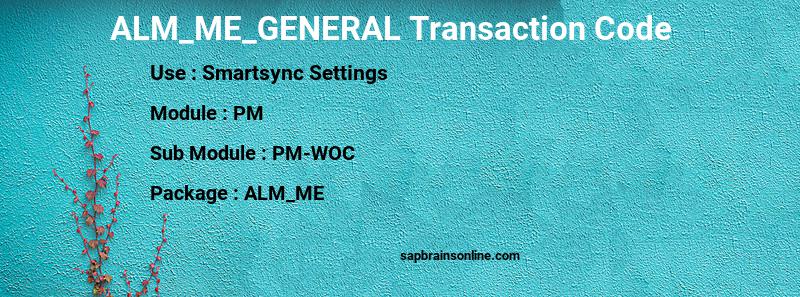 SAP ALM_ME_GENERAL transaction code