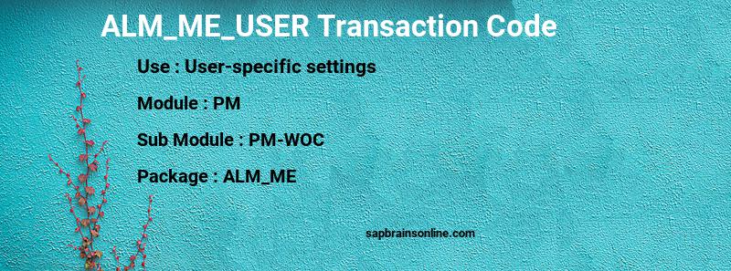 SAP ALM_ME_USER transaction code