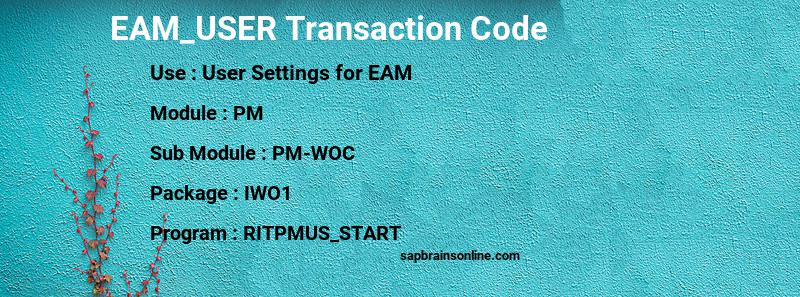 SAP EAM_USER transaction code