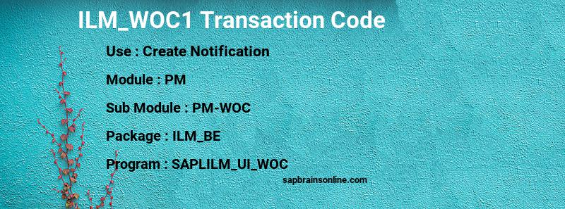 SAP ILM_WOC1 transaction code