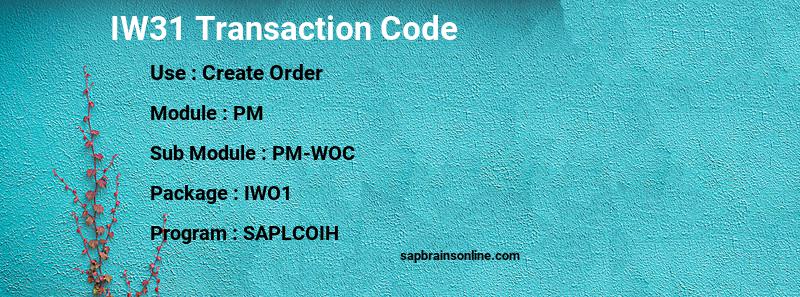 SAP IW31 transaction code