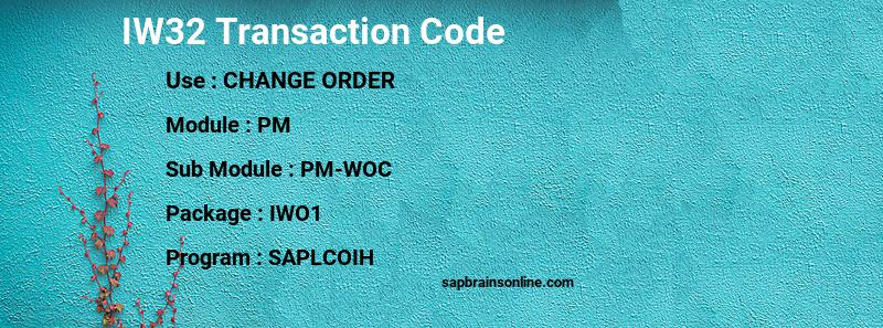 SAP IW32 transaction code