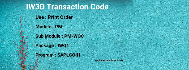 SAP IW3D transaction code