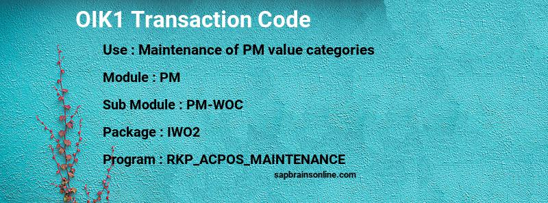 SAP OIK1 transaction code