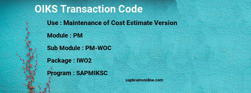 SAP OIKS transaction code