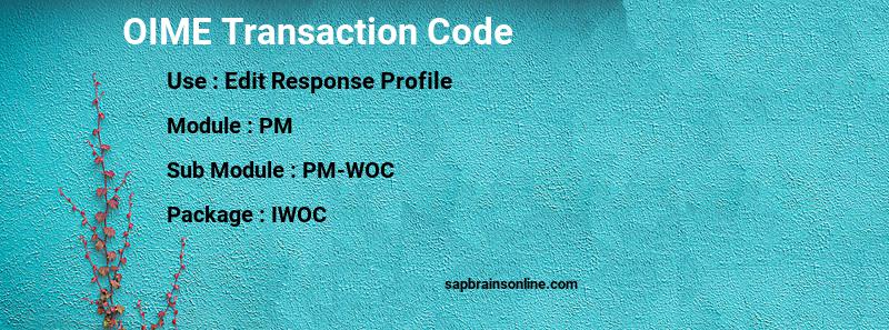 SAP OIME transaction code