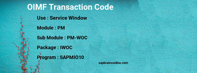 SAP OIMF transaction code