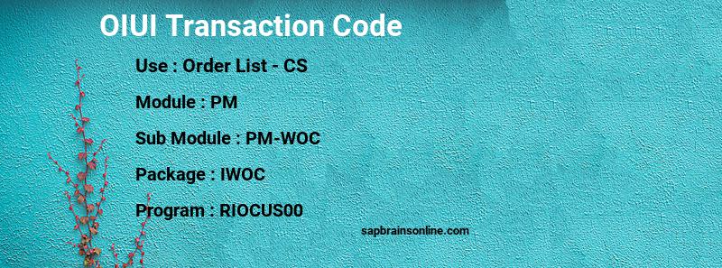 SAP OIUI transaction code