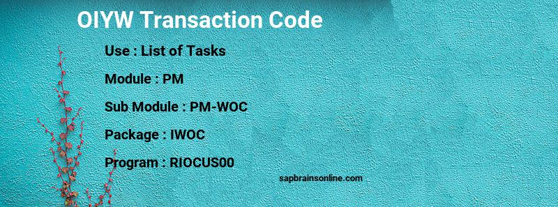 SAP OIYW transaction code