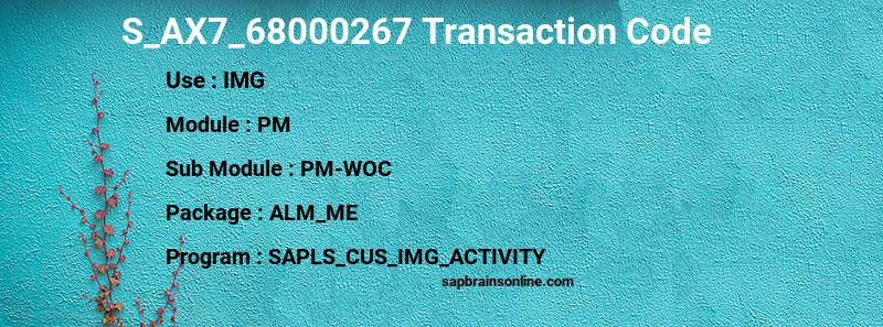 SAP S_AX7_68000267 transaction code