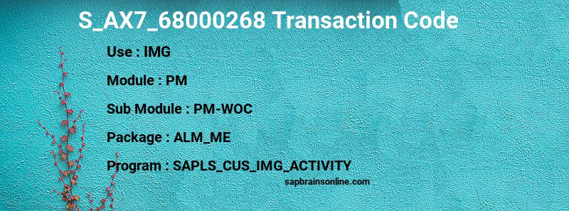 SAP S_AX7_68000268 transaction code