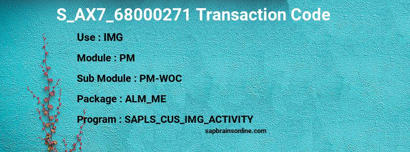 SAP S_AX7_68000271 transaction code