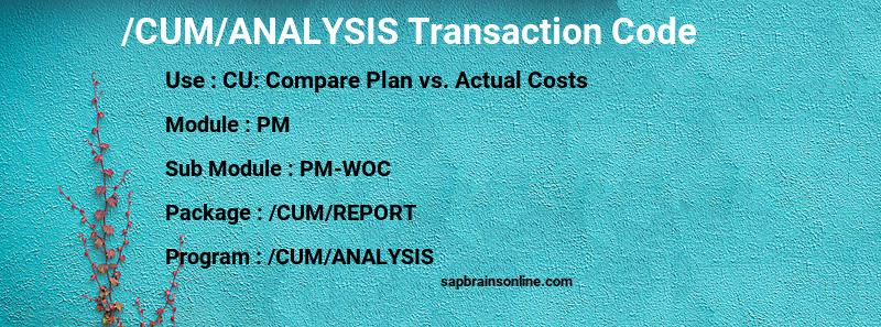 SAP /CUM/ANALYSIS transaction code