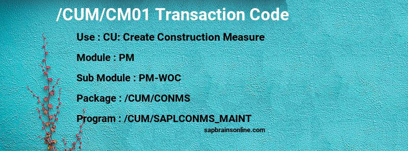 SAP /CUM/CM01 transaction code