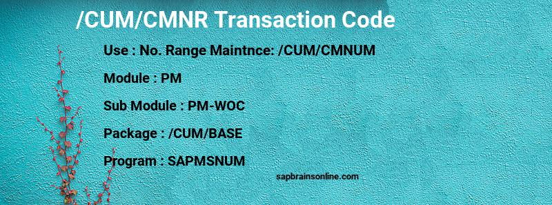 SAP /CUM/CMNR transaction code